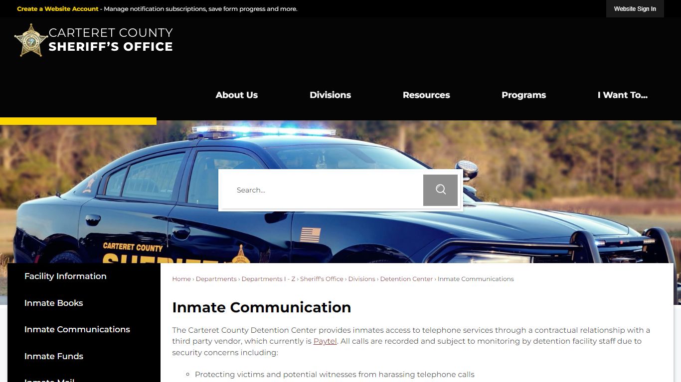 Inmate Communication | Carteret County, NC - Official Website